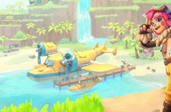 Lou's Lagoon official key art, seaplane on a tropical lagoon